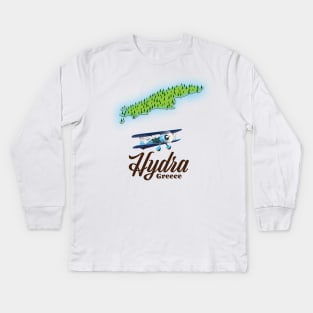 Hydra Greece Map Kids Long Sleeve T-Shirt